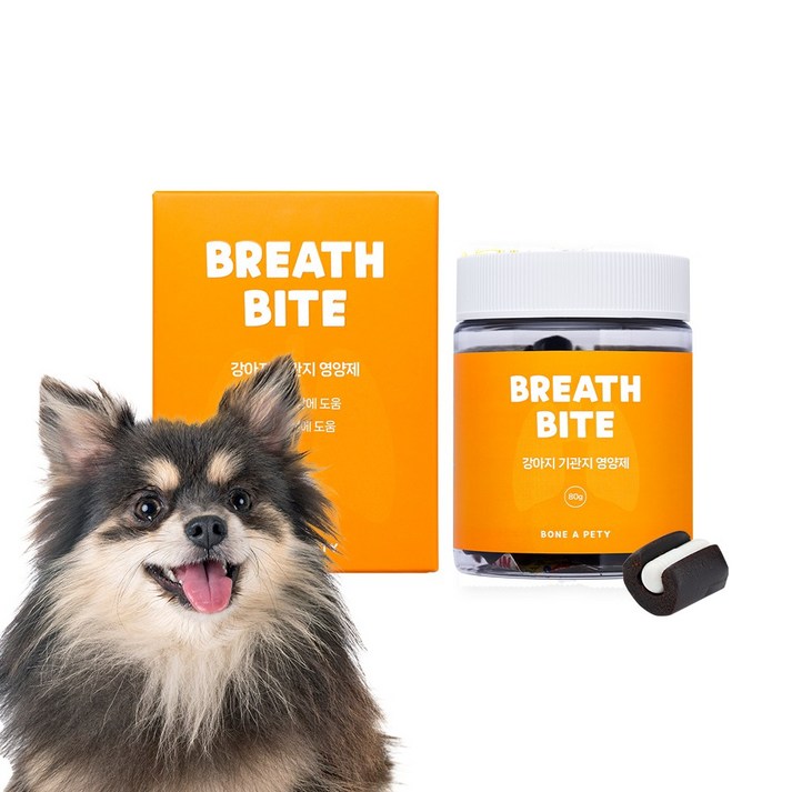 본아페티 강아지 기관지 협착증 거위소리 기침 면역력 영양제 브레스바이트