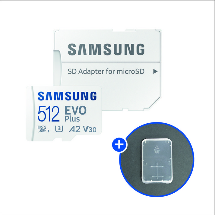 microsd512 삼성전자 마이크로SD카드 EVO PLUS MB-MC512KA/KR + SD카드 케이스
