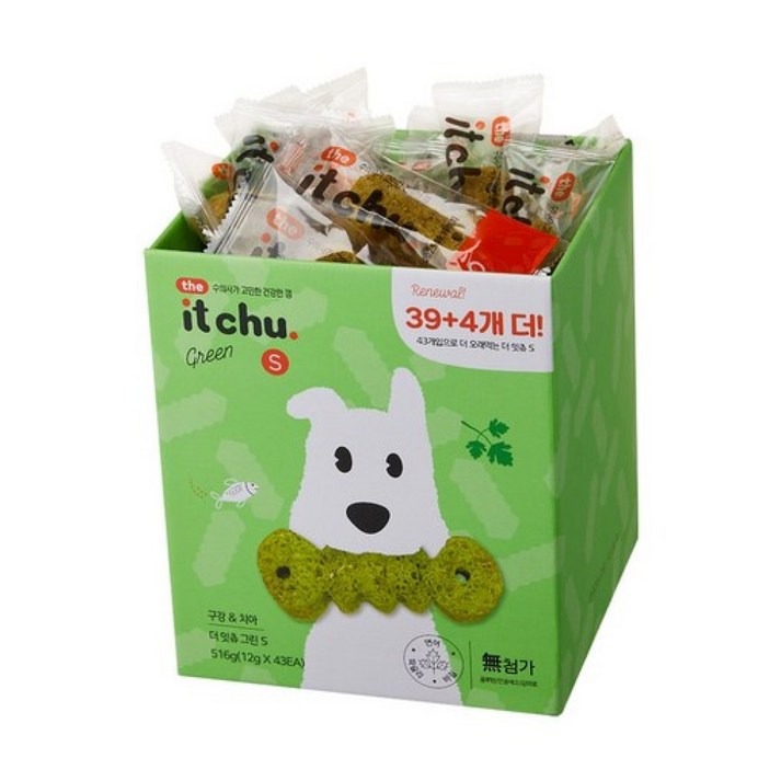 The 잇츄 덴탈 개껌 그린 S 43p, 혼합맛(연어/파슬리), 516g, 4개