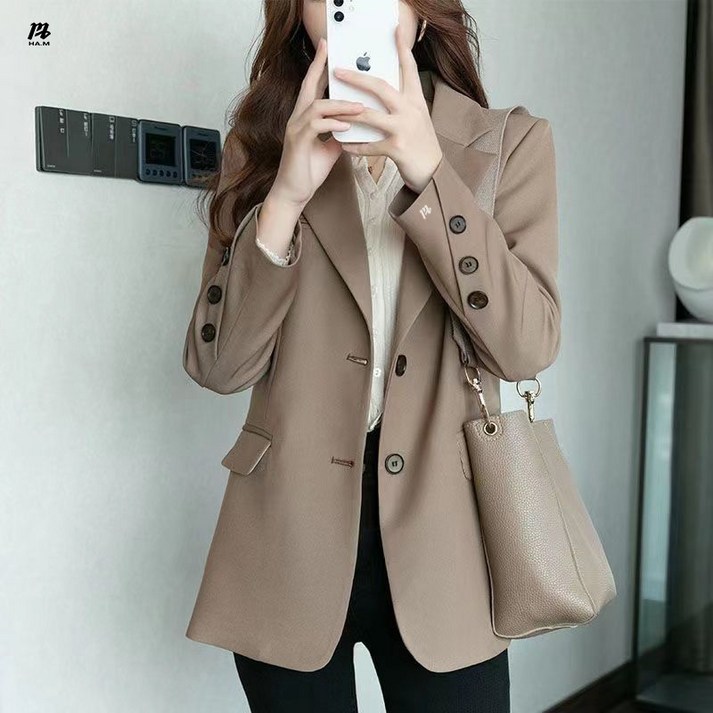 HAM카키 정장 코트 여 신상 봄가을 한국판 루즈핏 캐주얼 정장