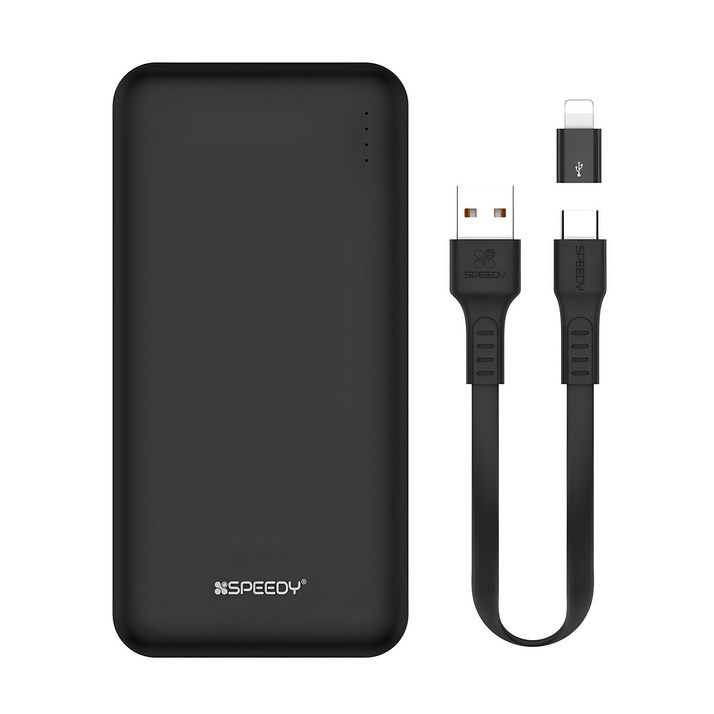 스피디 슬림 듀얼 보조배터리 10000mAh + C타입 케이블 + 8핀 젠더 세트