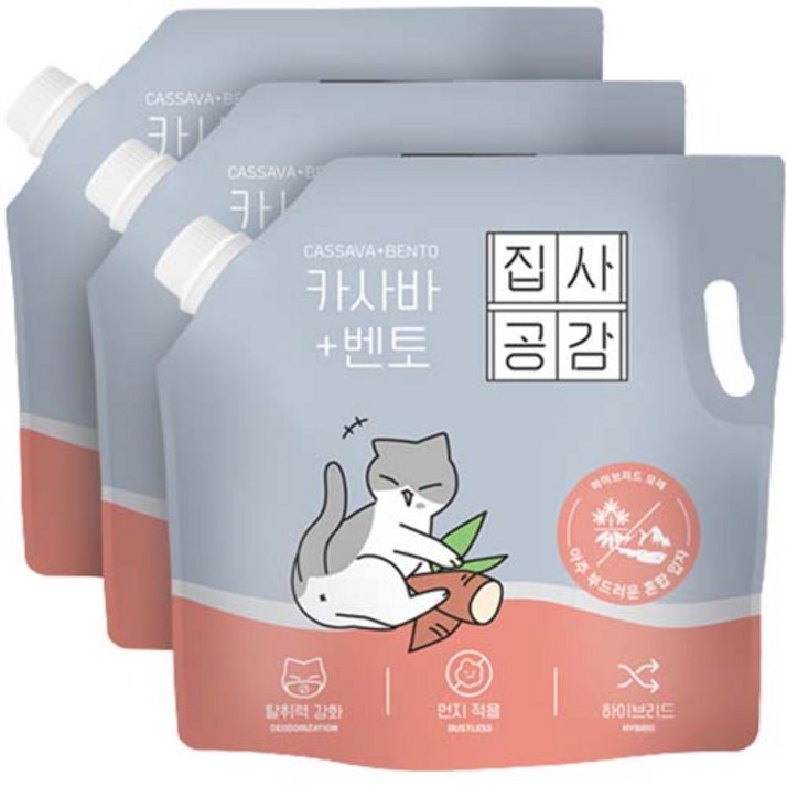 집사공감 응고형 카사바 아주 부드러운 혼합 입자 고양이 모래, 4.53L, 3개, 무향 집사공감 응고형 카사바 아주 부드러운 혼합 입자 고양이 모래, 4.53L, 3개, 무향