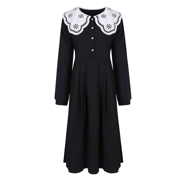 비키VIKI 여성용 레이스카라 플리츠 원피스 TFOAI2505