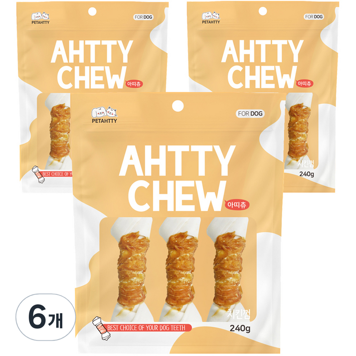 강아지 아띠츄 치킨우유껌 대형, 치킨 우유 혼합맛, 240g, 6개