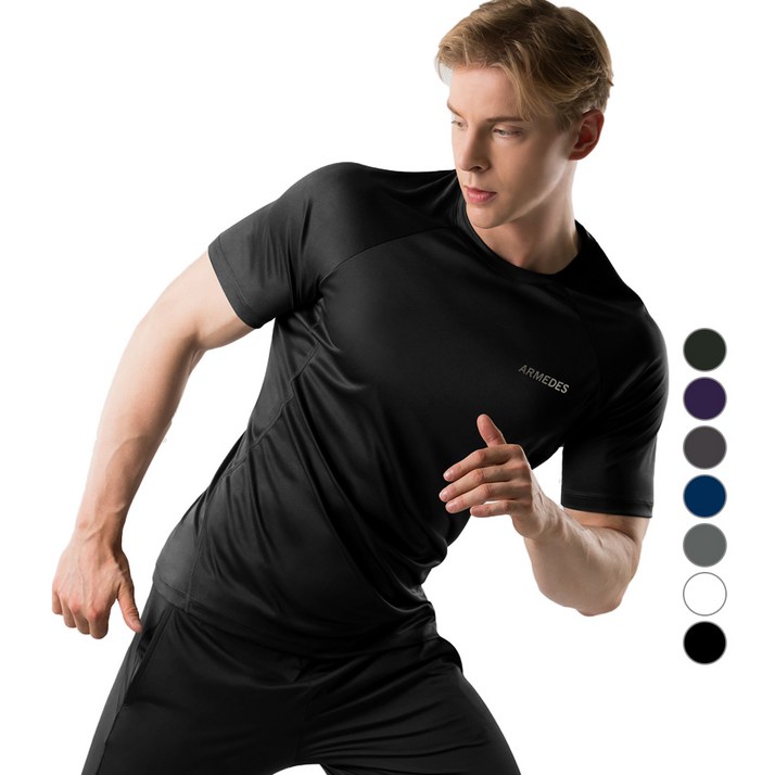 아르메데스 남성용 냉감 통기성 슈퍼 드라이 기능성 쿨 언더레이어 티셔츠 AR194