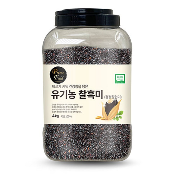 Prime Field 유기농 찰흑미 검정찰현미, 4kg, 1개