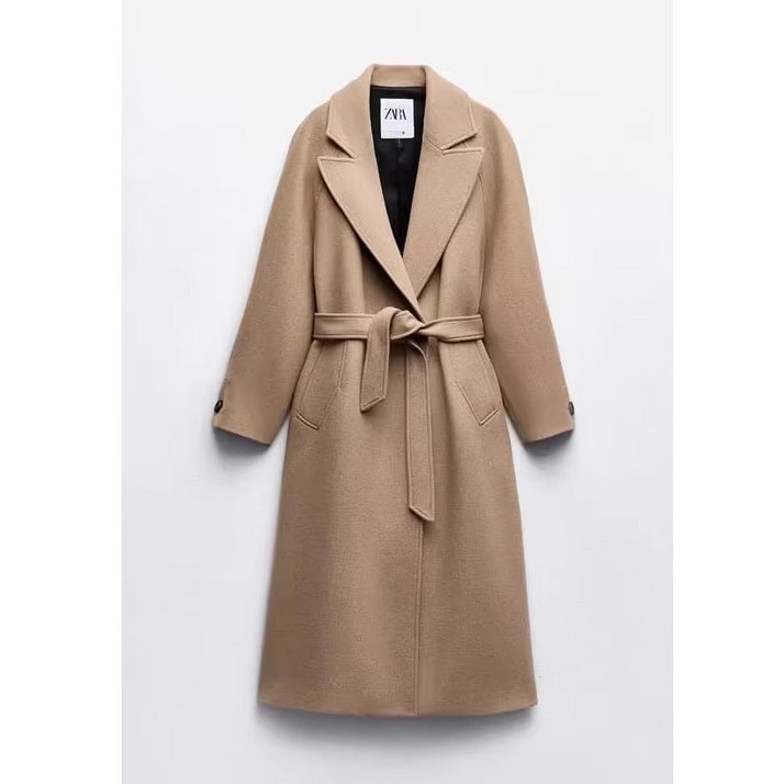 자라 여성용 루즈핏 벨트 소프트 롱코트 자켓 zara