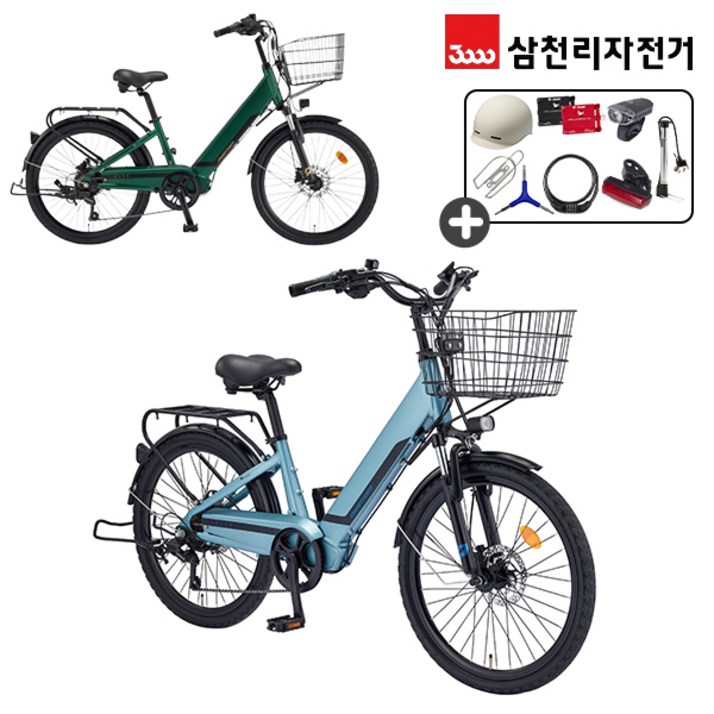 삼천리 완조립 2024 팬텀 시티 24인치 7단 파스 스로틀 시티형 전기자전거 14Ah, 24년형다크카키무광