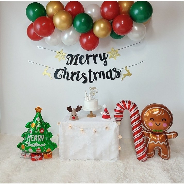 크리스마스벌룬 [200세트한정] 크리스마스 벌룬 클라우드 풍선 가랜드 패키지 쿠키맨 파티용품