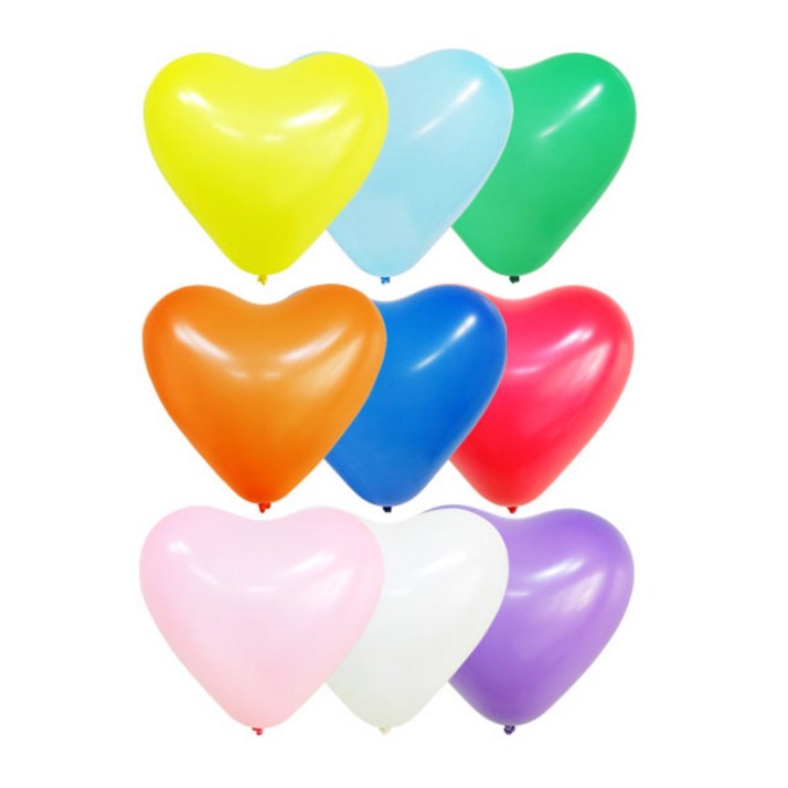 조이텍스 하트풍선 15cm 일반 혼합 200입 / 전문가용 고무풍선 파티풍선 생일파티 이벤트풍선, 1개