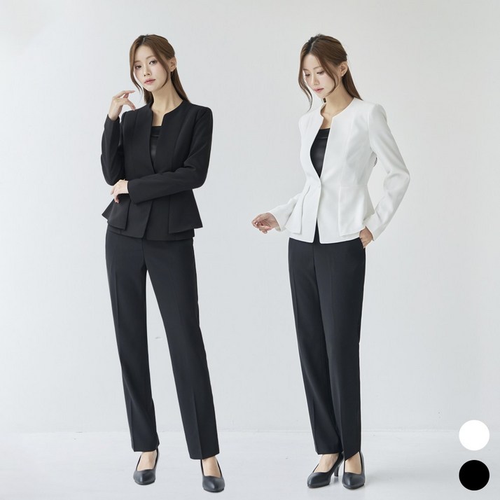 노카라 여자 바지 정장 세트 베이직 무지 일자 플레어 프릴 고급 [Y날개]