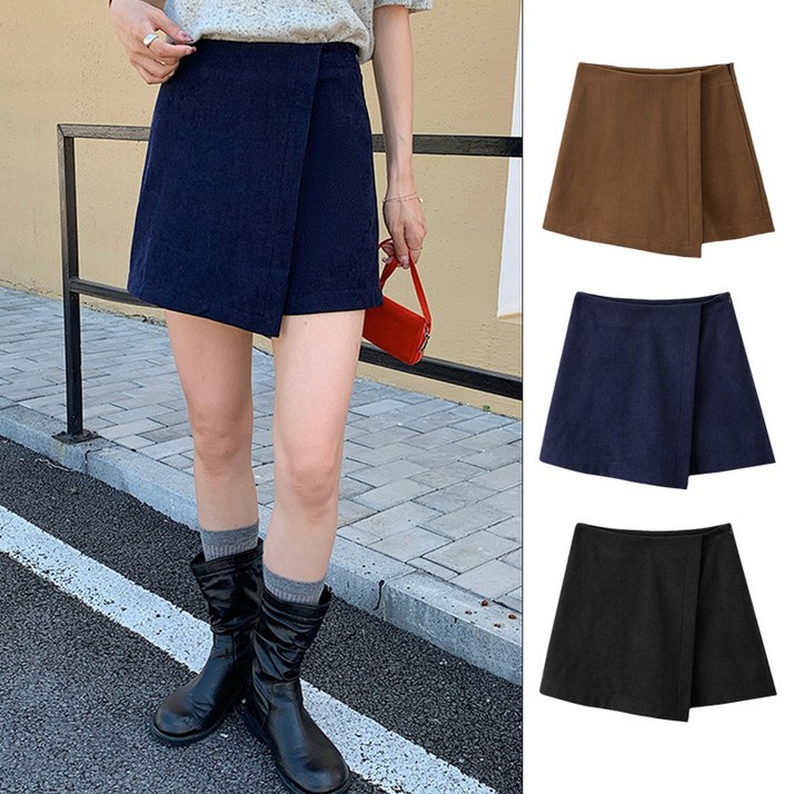 스토리원 WM-FWSK032 여성 코듀로이 랩스커트 치마 바지