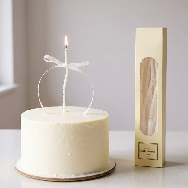 그니주니 웨이브 생일초 물결 케이크초, 3세트, 우유화이트 6개입