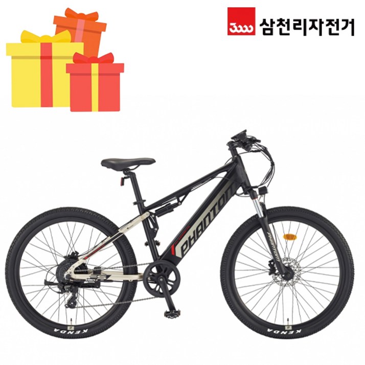 삼천리 완조립 2022 팬텀 FS 27.5인치 8단 파스 스로틀 MTB 전기 자전거, 블랙샌드파스스로틀