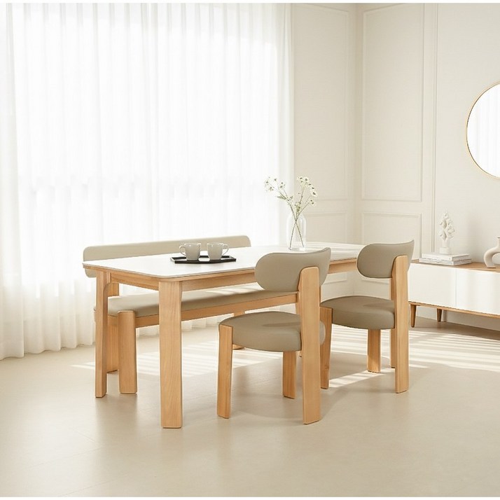 모나코가구 로메 원목 애쉬 포세린 세라믹 4인용 6인용 1600/2000 식탁세트 내추럴, 일반의자 6, 2000(6인용)