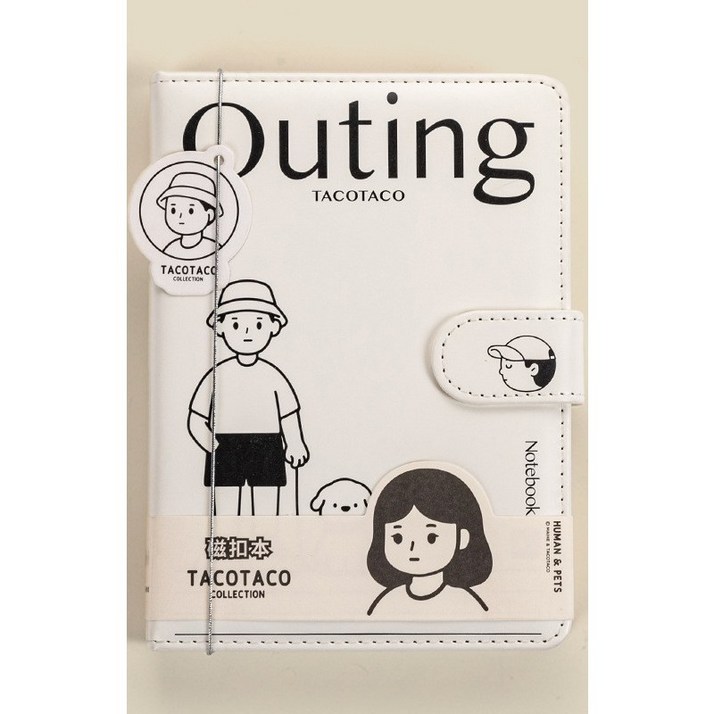 딜하우스 타코 마그네틱 버클 다이어리노트, 1개, 화이트