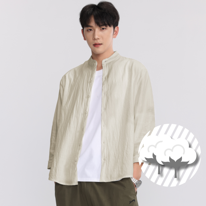 YIYFU 남자 7부 린넨셔츠 남성 셔츠 차이나 헨리넥 빅사이즈 시원한 남방 C81