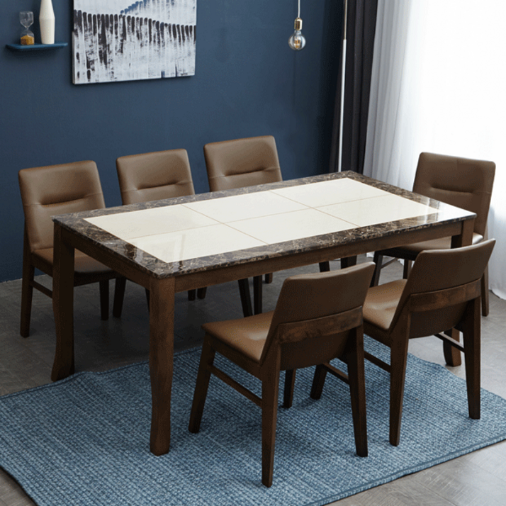 베스트리빙 데미안 빈츠 화강암 대리석 6인용 식탁 테이블 세트/의자6개/3colors, 모카투톤