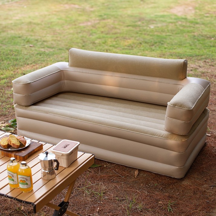 캠핑 아웃도어 자동 에어소파 쇼파 의자 (전동펌프 내장형), 베이지