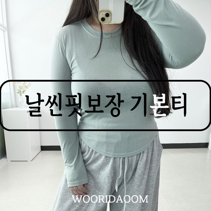 (66-100) 무네 빅사이즈 날씬해보이는 기본 티셔츠 무지 이너 신축성 3XL 긴팔티