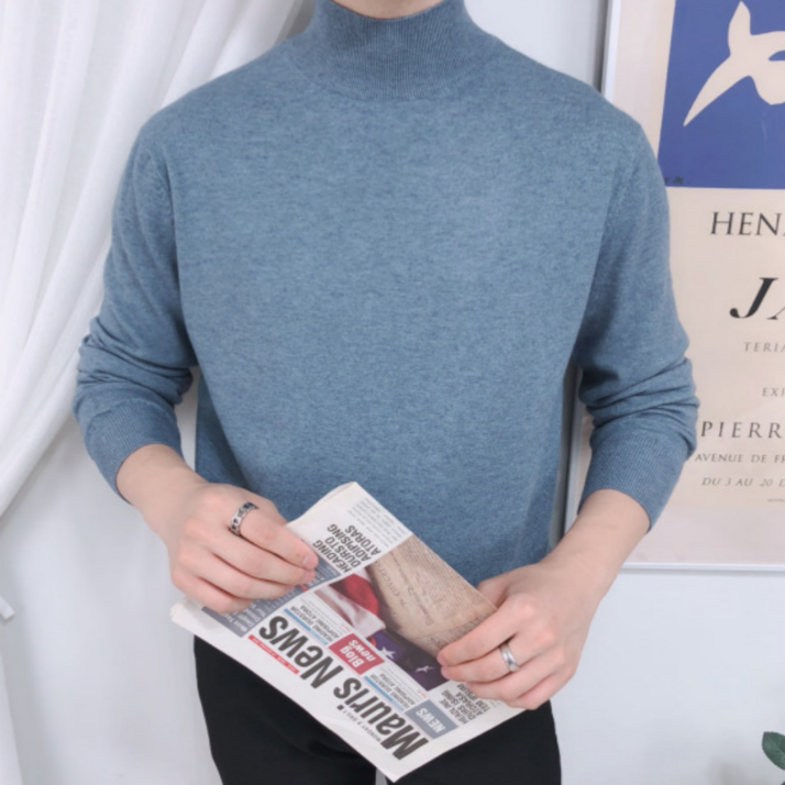스판 캐시미어 반 목폴라 인생 니트