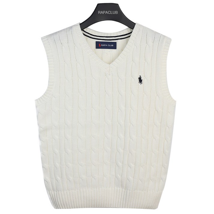 라파클럽 아동주니어 브이넥 꽈배기 니트 조끼