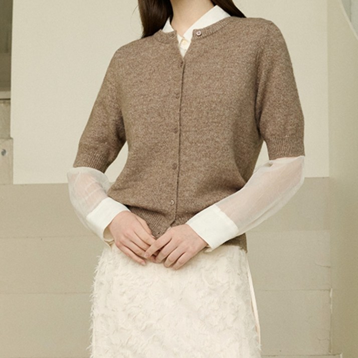 로가시아 25FW 울 블렌디드 반팔 가디건 1종