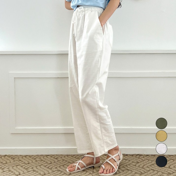 데일리브 여성용 여름 린넨 일자 밴딩 테이퍼드 쿨링 팬츠 KD10831