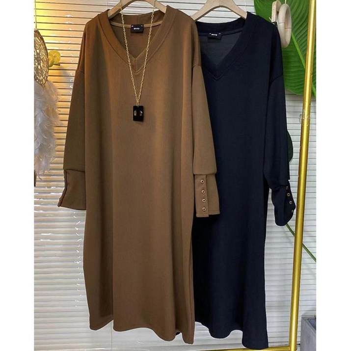 여성 빅사이즈 롱레깅스 원피스 여성티셔츠 긴팔티 캐주얼 브이넥 맨투맨티 무지티 따뜻한 레이어드 오버핏티셔츠 HOMASS