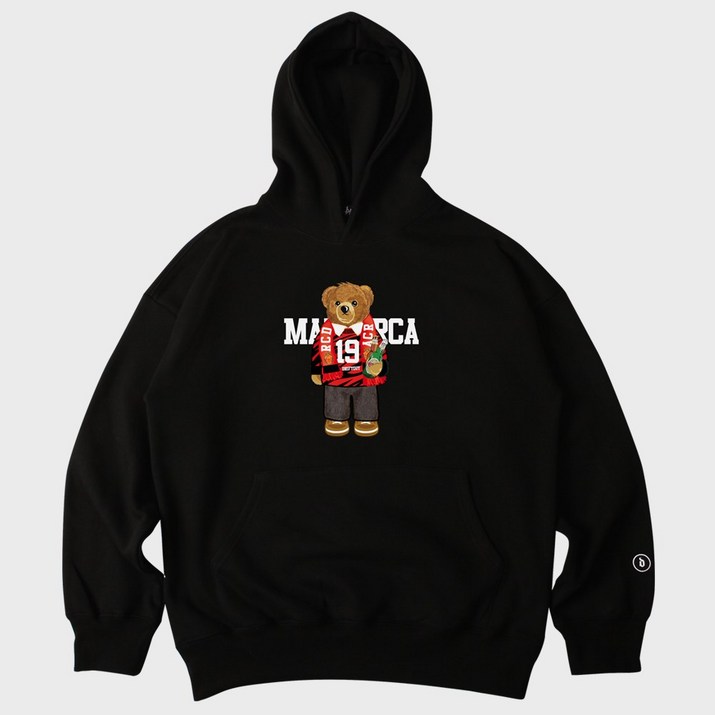 남자 가을겨울 라리가 마요르카 서포터즈 곰돌이 캐릭터 기모 라운드 후드티셔츠
