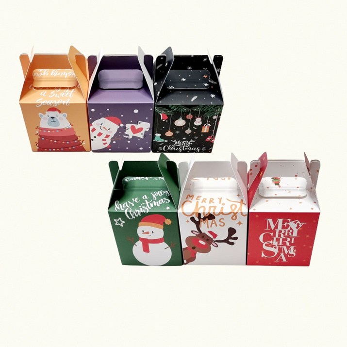 팬시앤코 크리스마스 사각 선물 상자 1세트 6개입,6색9x9x10cm, 6개입