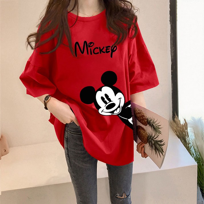 손드르 여자  미키 도널드 큰 사이즈 오버사이즈 박시 반팔 티(M-5XL)