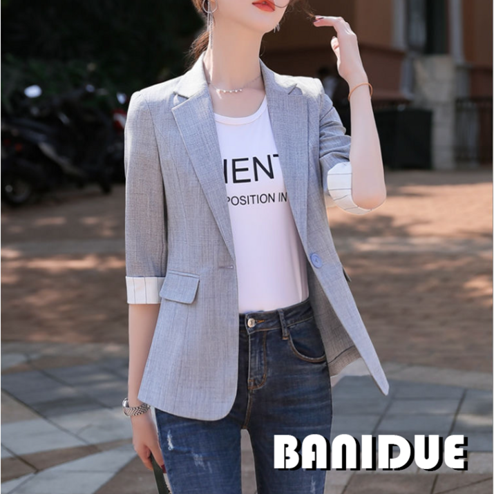 [바니드] 여성 슬림라인 여름자켓 얇은 정장재킷 유럽스타일 캐주얼룩 0943 6550520059