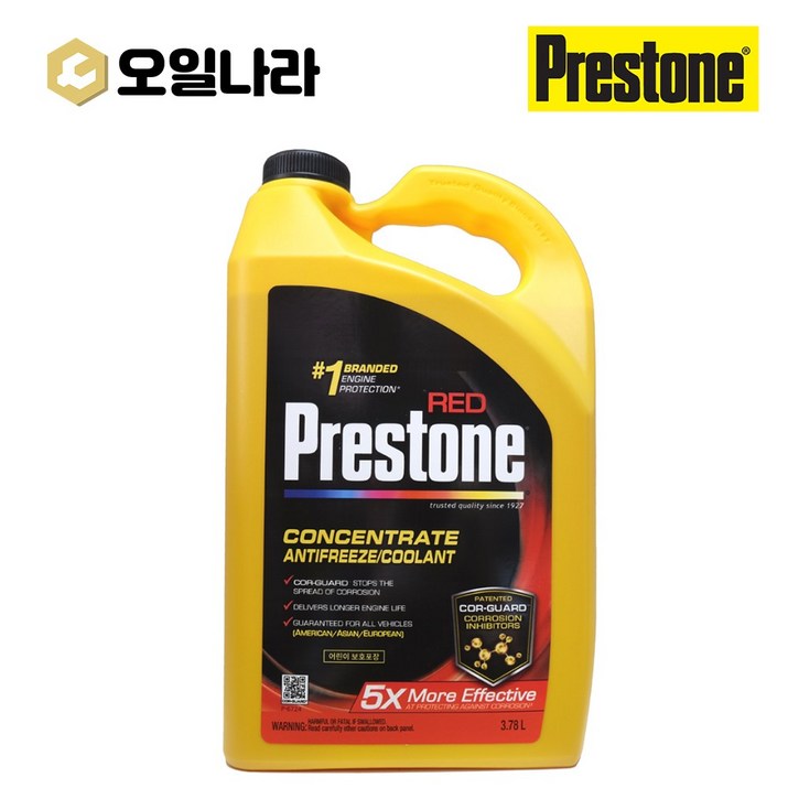 [오일나라] 프레스톤 코가드 3세대 부동액 3.78L 초장수명 30만km 냉각수 빨강 현대 기아 벤츠 BMW 볼보 아우디, 3.78L, 1통