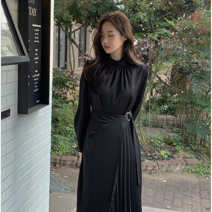 봄가을 여성 로로희 슬림 오피스룩 결혼식 부케순이 원피스 A라인 최화정 손정완 정장 롱 하객원피스 A24