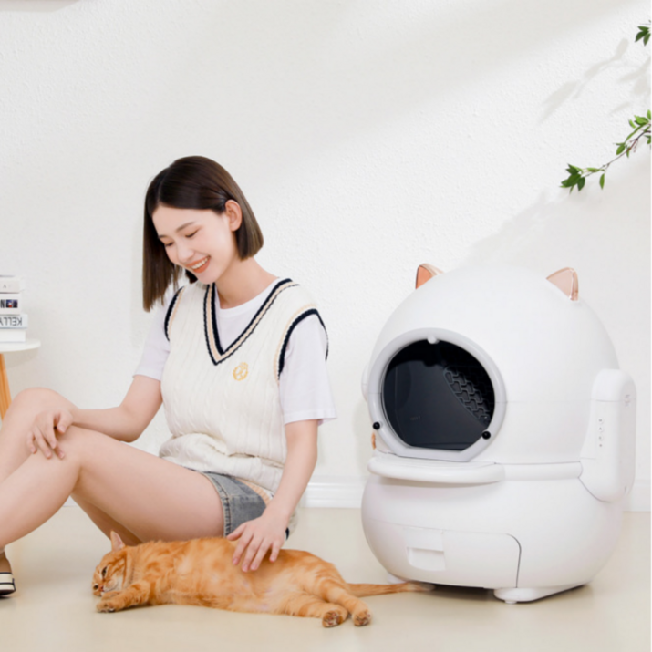 루나퍼플 고양이자동화장실 특대형 자동청소 배변봉투 고양이 로봇 화장실, 화이트 자동
