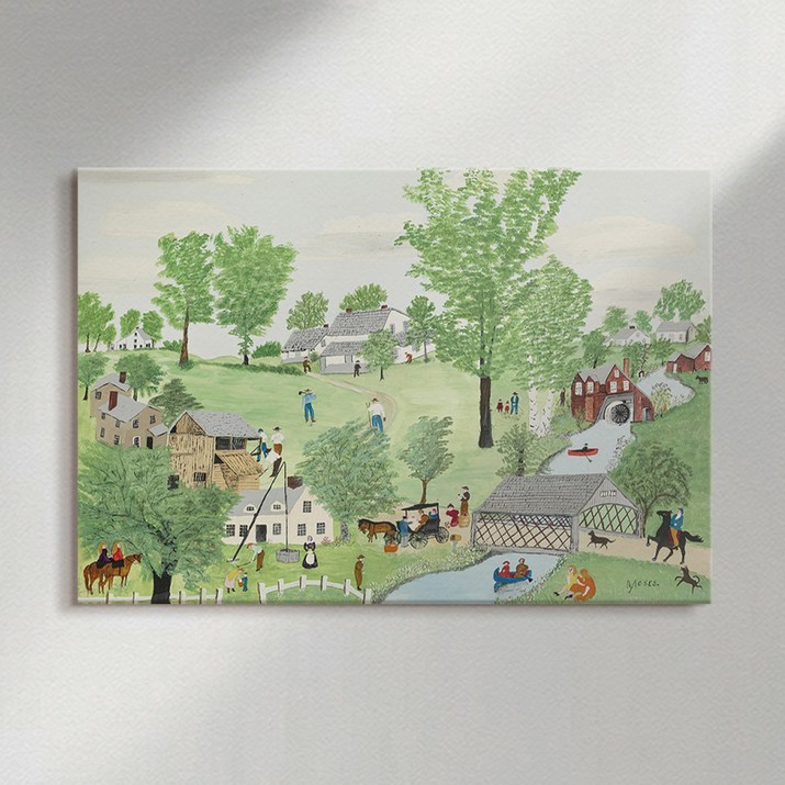 그랜마 모지스 명화 작품 풍경화 힐링 그림 인테리어 집들이 선물 봄 캔버스 액자