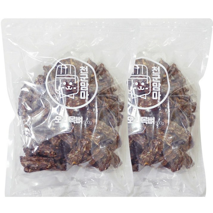 천군맘마 오리목뼈 강아지 간식 500g, 2개, 오리 천군맘마 오리목뼈 강아지 간식 500g, 2개, 오리