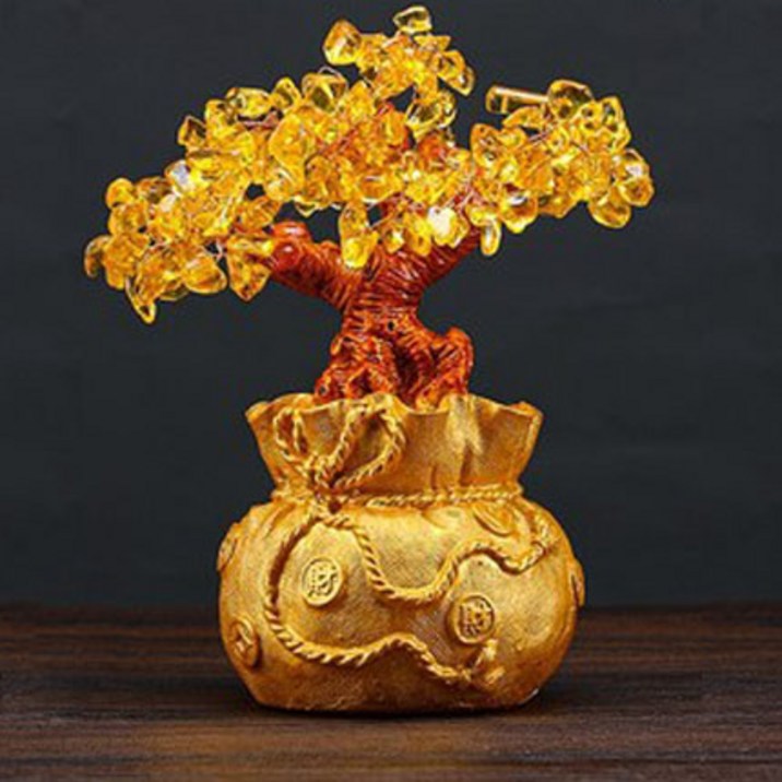 행운 나무 장식품 홈 인테리어 황금 돈나무, 혼합색상