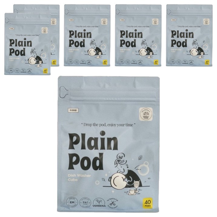 플레인팟 식기세척기 큐브 세제 40p, 400g, 6개