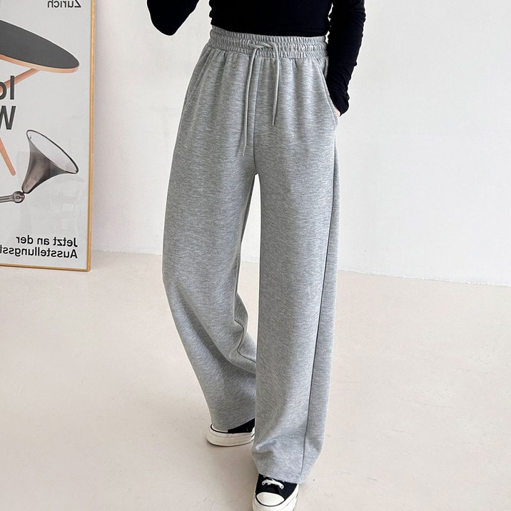 플랜데이 여성용 숏/롱 기장 후니 와이드 밴딩 트레이닝팬츠