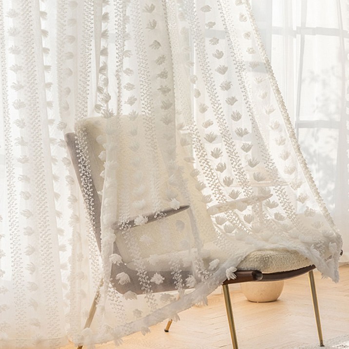 지앤와이 솜털 눈꽃 봉집형 시어 커튼