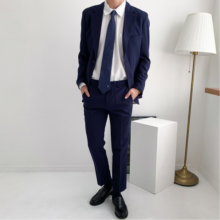 투디오션 남성용 슬림핏 스판정장 수트셋업