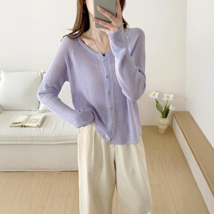 페이퍼먼츠 여성용 아넬 아이스 니트 소프트 가디건 14241