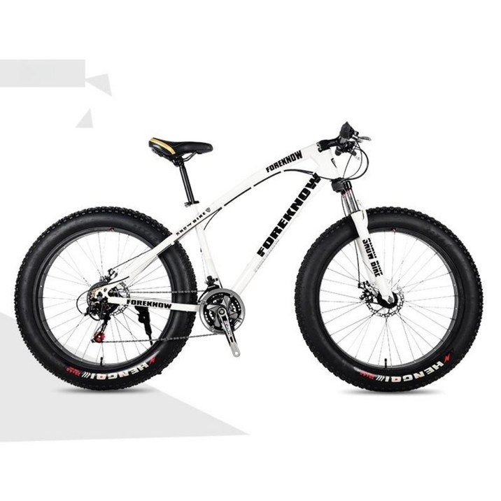 오프로드 광폭타이어 팻바이크 바퀴큰자전거 산악용 자전거 7단 화이트 MTB 20인치
