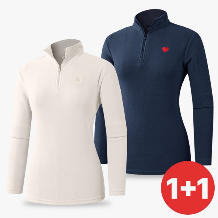 [이지바이] (1+1) 여성 기모 폴라플리스 프리티 집업 티셔츠