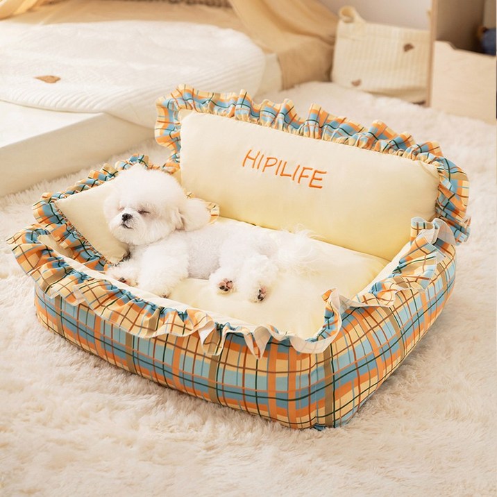 LINSHU 소프트 따뜻함 강아지 방석 분리 가능