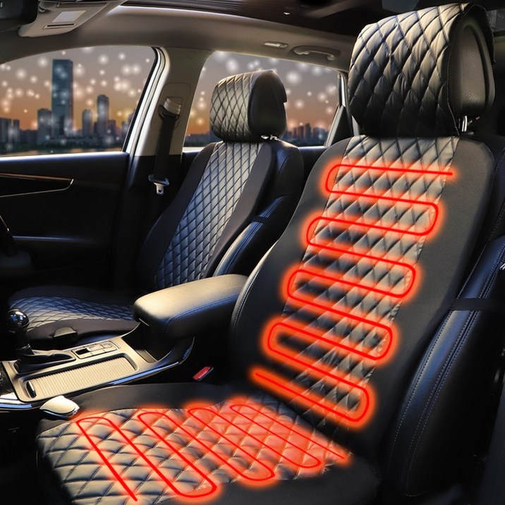 카모아 블랙 퀼팅 차량용 열선시트&뒷좌석 온열매트(12V/24V) 자동차 온열시트