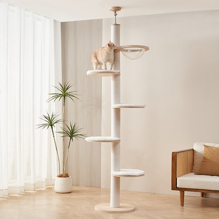 펫인 대형  심플 원목 캣폴 캣타워 화이트
