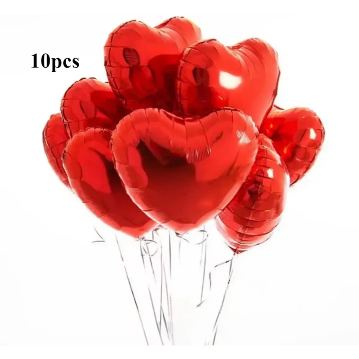 10pcs 18 인치 알루미늄 하트 모양의 풍선 웨딩 생일 파티 장식